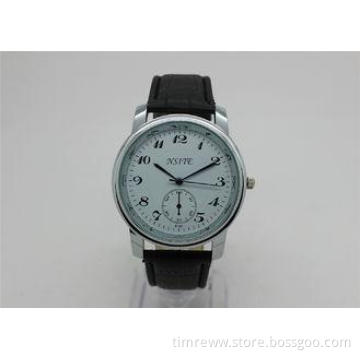 Big Face Alloy Wrist Watches leather strap 24H indicator /